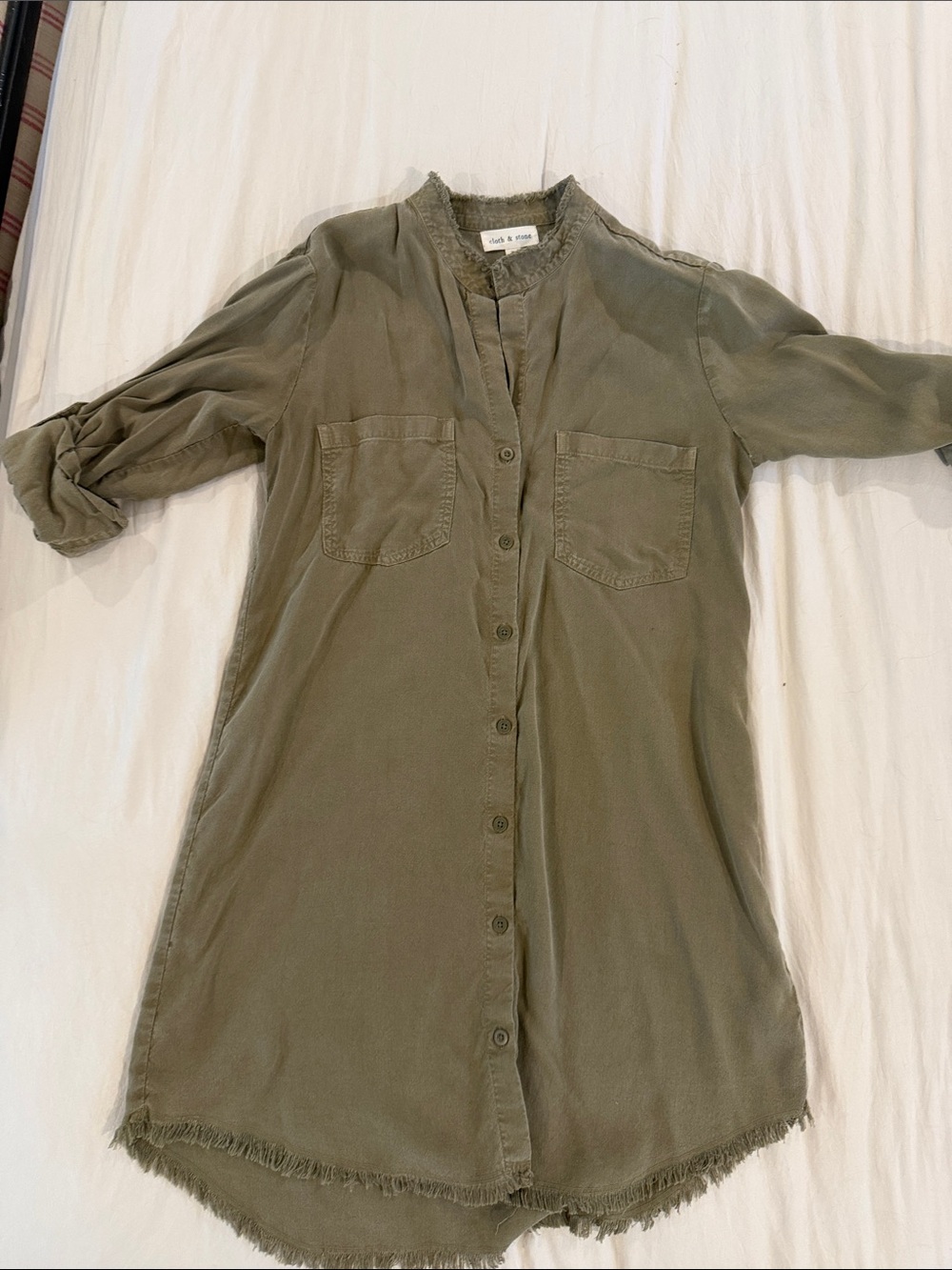 Cloth & Stone Olive Green Button-Down Shirtdress